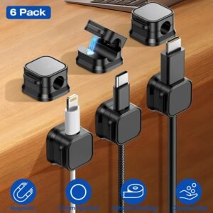 Magnetic Cable Organizer Clips – 6 Pack